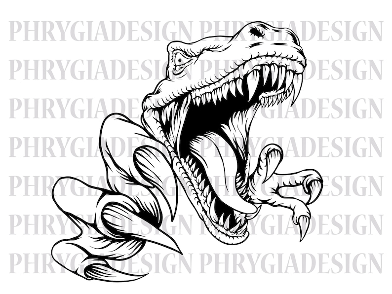 T-Rex Dinosaur Svg Png , Angry Dinosaur Svg , T-Rex Svg , Dinosaur Svg , Dinosaur Design , Jurassic Svg , Trex Clipart , Digital Download image 1