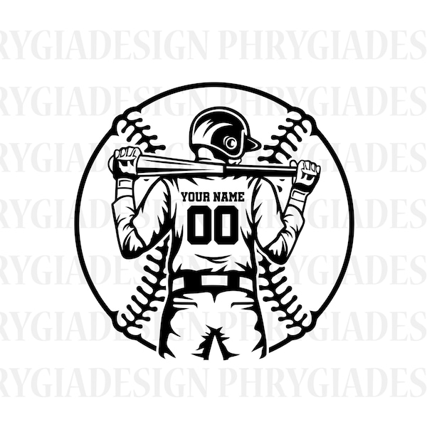 Honkbalspeler Svg, gepersonaliseerde naam Svg, honkbal cutfile, honkbalspeler Clipart, honkbal vader Svg, honkbal Vector