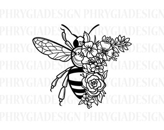 Abeja floral svg , flores abeja svg , camisa de abeja svg , abeja svg , abeja y flores svg , flores svg , camisa de abeja floral , descarga digital