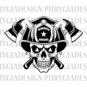 Pompier tête de mort Svg Png, pompier Svg, Svg pompier, pompier chemise Svg, pompier Png, Clipart pompier, téléchargement immédiat