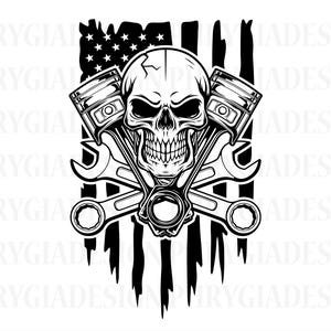 Us Skull Mechanic Svg Png , Skull Svg , Mechanic Svg , Wrenches Svg , Tools Svg , Repair Svg , Digital Download , Instant Download