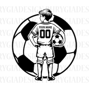 Soccer Kid Player Svg Png , Soccer Boy Svg , Personalized Name Svg , Soccer Svg , Soccer Clipart , Football Svg , Soccer Kid Cutfile