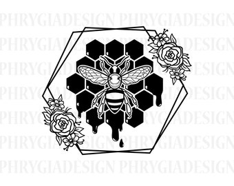 Abeja Floral Svg , Flores Abeja Svg , Camisa de Abeja Svg , Abeja Svg , Miel Svg , Abeja y Flores Svg , Panal Svg , Flores Svg