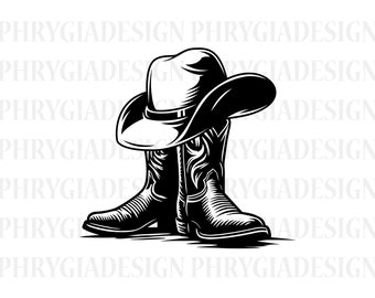 Cowboy Boots Svg , Cowboy Hat Svg , Cowgirl Boots , Western Boots Svg , Western Shoes Svg , Western Svg , Digital Download