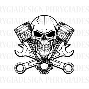 Skull Mechanic Svg Png , Mechanic Svg , Skull Svg , Wrenches Svg , Tools Svg , Repair Svg , Handyman Svg , Instant Download , Skull Clipart
