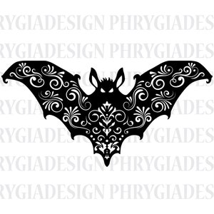 Floral Bat Svg Png , Bat Swirl Svg , Bat Svg , Halloween Svg , Bat Png , Bat Shirt Svg , Spooky svg , Horror Svg , Creepy Svg , Bat Clipart