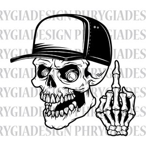 Skull Middle Finger Svg , Skull Svg , Skeleton Svg , Skull Clipart , Skull Sublimation , Skull Png , Middle Finger Png , Instant Download