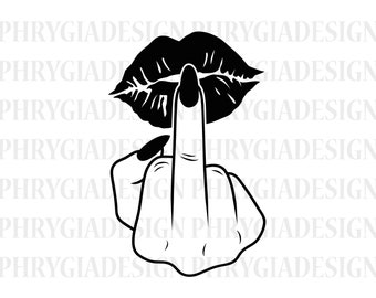 Middle Finger Lips Svg , Middle Finger Svg , Middle Finger Clipart , Girl Power Svg , Hand Sign Svg , Lips Svg ,  Digital Download