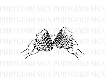 Beer Mugs Svg , Beer Cheers Svg , Alcohol Svg , Beer Svg , Beer Clipart , Cheers Svg , Party Svg , Celebrate Partying Drink Drunk Bar Pub