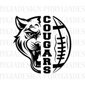 Cougars Svg , Cougar Svg , Cougar Head Svg , Sports Svg , Cougars Shirt Svg , Cougar Sublimation Design , Football Svg