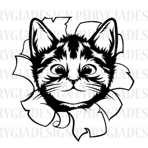 Cute Cat Svg , Kitty On The Wall Svg , Cat Svg , Cat Clipart , Funny Cat Svg , Cute Cat Shirt Design , Cat Png , Animals Svg