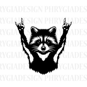 Raccoon Rock Sign Svg , Raccoon Svg , Raccoon Shirt Svg , Rocker Raccoon Svg , Rock Svg , Digital Download , Instant Download