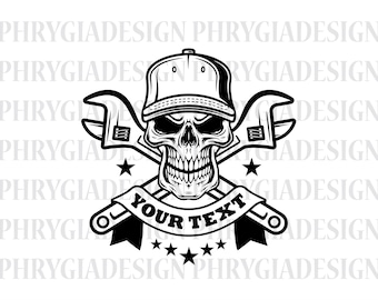 Schädel Mechaniker Svg Png, Reparatur geschnitten, Schädel Schädel, Schraubenschlüssel, Werkzeug, Reparatur Werkzeuge, digitaler Download, Sofort Download