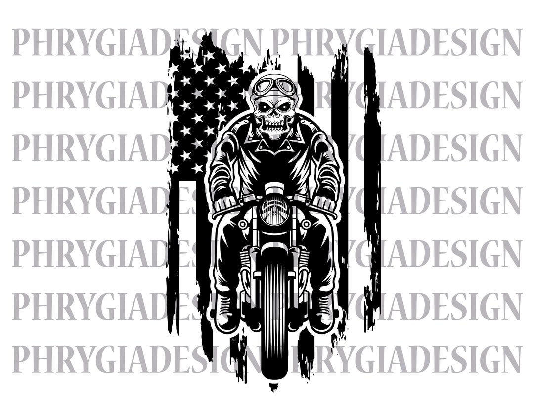 US Biker Skull Svg Motorcycle Rider Svg Png Skull Biker - Etsy
