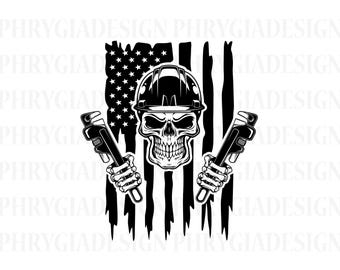 US Plumber Skull Svg , Plumber Svg , Pipefitter Skull Svg , Plumber Shirt , Plumber Repair Svg , Skull Svg , Plumber Clipart , Plumber Png