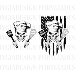 Chef Svg , Chef Skull Svg , Grill Master Svg , Chef Skull Clipart , Chef Clipart , Chef Skull Shirt Svg , Chef Png