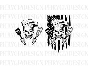 Chef Svg , Chef Skull Svg , Grill Master Svg , Chef Skull Clipart , Chef Clipart , Chef Skull Shirt Svg , Chef Png