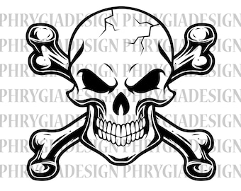 Skull With Crossed Bones Svg , Skull And Bones Svg , Skull Svg , Skull Clipart , Skull Shirt , Digital Download , Instant Download