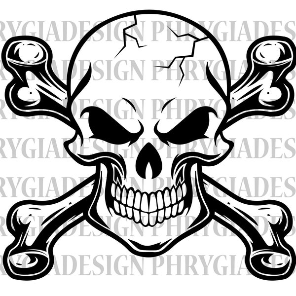 Skull With Crossed Bones Svg , Skull And Bones Svg , Skull Svg , Skull Clipart , Skull Shirt , Digital Download , Instant Download