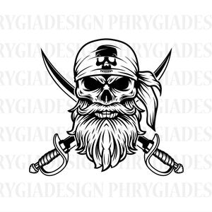 Pirate Skull Svg , Pirate Svg , Pirate Clipart , Skull Svg , Pirate Vector , Swords Svg , Pirate Shirt Svg , Instant Download , Pirate Png