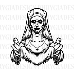Nun Svg Png , Horror Svg , Scary Horror Nun Svg , Ghost Svg , Halloween Svg , Demon Svg , Nun Vector , Digital Download , Instant Download