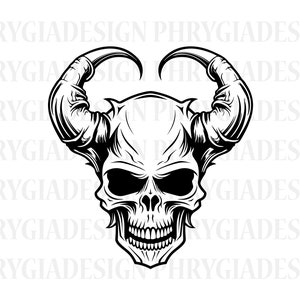 Horned Skull Svg , Demon Svg , Hell Svg , Grave Evil Fear Darkness , Horror Svg , Halloween Svg , Digital Download , Instant Download