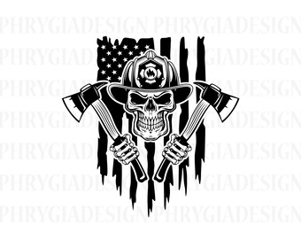 US Firefighter Skull Svg , Firefighter Svg , Firefighter Shirt Svg , Fireman Svg , Firefighter Png , Firefighter Clipart , Digital Download