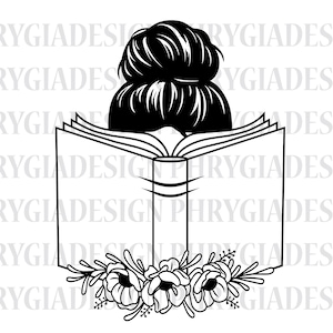 Lectura Mujer Svg , Libro Floral Svg , Libro Con Flores Svg , Libro Svg , Lectura Svg , Lectura Chica Svg , Amante del Libro Svg , Libro Png