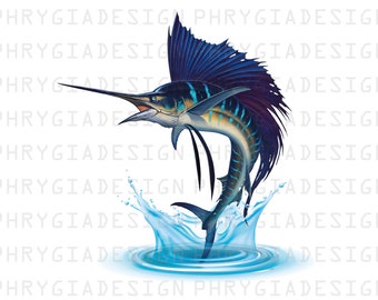 Blue Marlin Png , Blue Marlin Fish Clipart , Digital Sublimation Designs Downloads , Swordfish Png , Digital Download , Instant Download