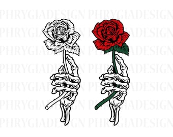 Skeleton Hand Roses Svg , Skeleton Hand Svg , Hands Death Svg , Skeleton Holding Rose Svg , Flower Tattoo Designs , Skull Svg , Rose Svg