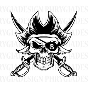 Pirate Skull Svg , Pirate Clipart , Pirate Svg , Skull Svg , Pirate Vector , Swords Svg , Digital Download , Instant Download , Pirate Png