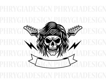 Rocker tête de mort Svg, Rock main signe Svg, musique rock and roll Svg, Rock N Roll Svg, Rocker Svg, Heavy Metal Svg, téléchargement numérique