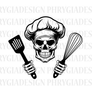 Chef Svg , Chef Skull Svg , Grill Master Svg , Chef Skull Clipart , Chef Clipart , Chef Skull Shirt Svg , Chef Png