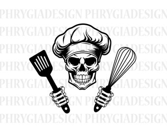 Chef Svg , Chef Skull Svg , Grill Master Svg , Chef Skull Clipart , Chef Clipart , Chef Skull Shirt Svg , Chef Png