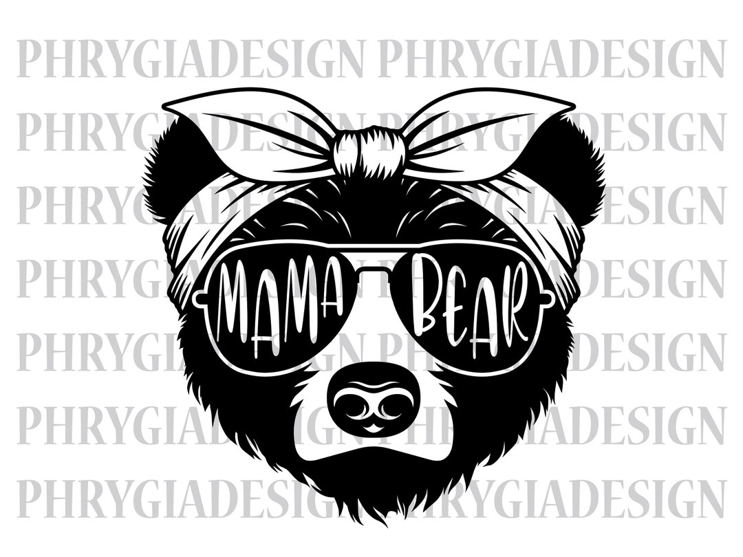 Mama Bear Svg Mama Bear With Bandana Svg Mommy Svg Mom - Etsy