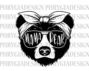 Mama Bear Svg , Mama Bear With Bandana Svg , Mommy Svg , Mom To Be Svg , Mom Shirt Design , Bear Mama Svg , Mama Bear Clipart