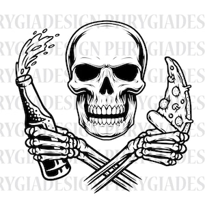 Skeleton Eating Pizza Svg , Pizza Svg , Food Svg , Skull Clipart , Skeleton Svg , Pizza Skull , Digital Download , Instant Download