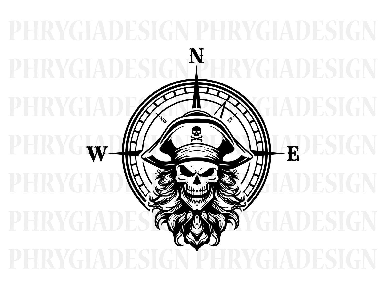Pirate Compass Svg , Skull Compass Svg , Nautical Svg , Compass Svg ...