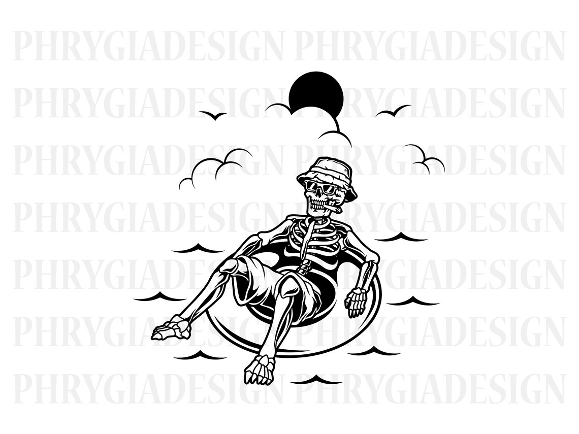 Funny Summer Skeleton Svg Png , Beach Skull Svg , Summer Vibes Svg ...