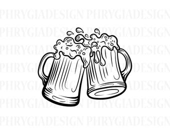 Beer Mugs Svg Png , Beer Cheers Svg , Alcohol Svg , Beer Svg , Beer Mug Png , Beer Clipart , Digital Download , Instant Download