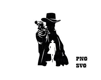 Cowboy Shooting Silhouette Svg Png, Cowboy Svg, Western Svg, Cowboy Silhouette, Wild West Svg, Download digitale, Download istantaneo
