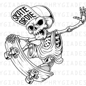 Skeleton Skateboarding Svg Png , Skater Skull Skate Or Die , Skater Sublimation Design , Skateboard Svg , Skate , Digital Download