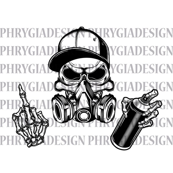 Graffiti Skull Svg , Skull Middle Finger Svg , Skull Graffiti Svg , Spray Paint Svg , Graffiti Artist Svg , Skull Shirt Svg , Skull Clipart