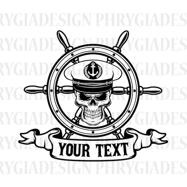 Skull Boat Captain Svg , Skull Captain Svg , Yacht Cruise Ship Ocean Sea Anchor Navy Sailor , Sailing Svg , Rudder Svg , Boat Svg