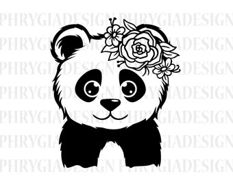 Floral Panda Svg , Cute Panda Svg , Panda Svg , Cute Animal Svg , Baby Panda Svg , Animal Svg , Panda Clipart , Panda Shirt Svg , Panda Png