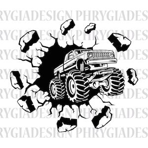 Smashing Monster Truck Svg, Muscle Car Svg, Monster Truck Svg Png, Monster Truck Clipart, Off Road Svg, Extreme Vehicle, Truck Svg