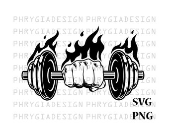 Hantel SVG, Langhantel SVG, Langhantel Logo, Fitness-Studio, Crossfit, Langhantel Hantel, T-Shirt, kommerzielle Nutzung, digitaler Download