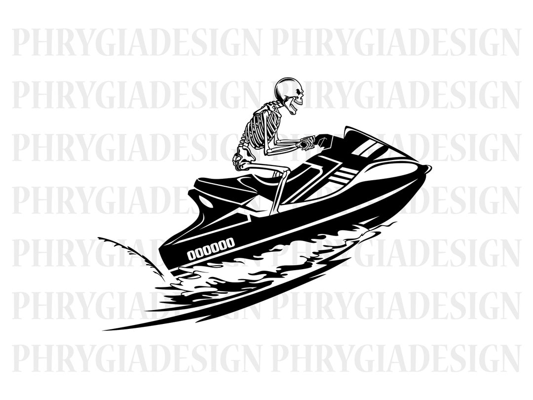 Jets Skeleton Skeleton Driving Jetski Svg , Wave Runner Svg , Waves Sea Ocean Fun ...