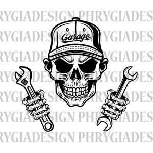 Skull Mechanic Svg  , Skull Svg , Wrenches Svg , Tools Svg , Repair Svg , Mechanic Png , Digital Download , Instant Download