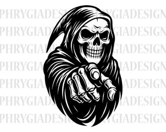 Sensenmann geschnitten Datei, Skelett Schädel Schädel, Tod Schädel, Halloween Schädel, Horror T-Shirt, beängstigend Schädel, digitaler Download, Sofort Download